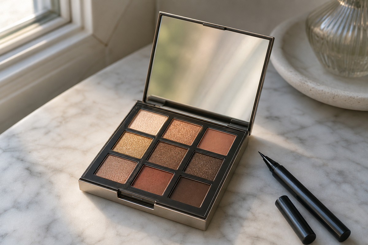 Eyeshadow built around a glow that reads as radiant, not overdone