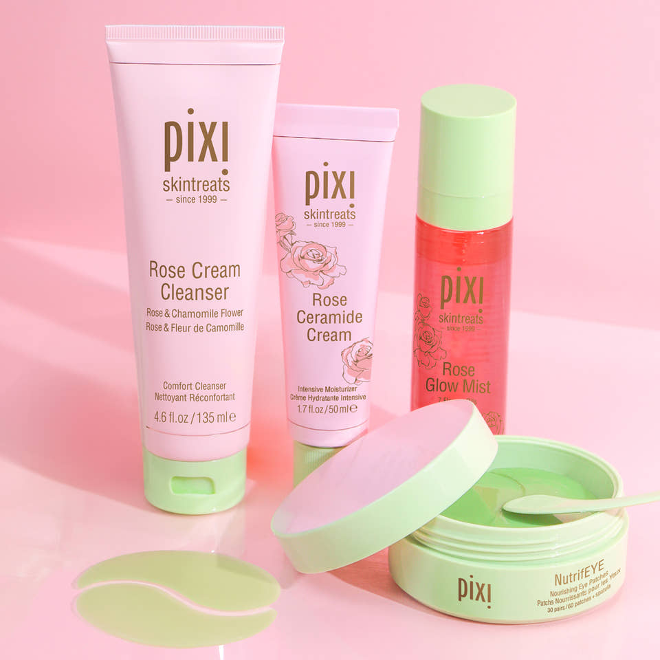 Rose Glow Routine bundle featuring Rose Cream Cleanser, Rose Ceramide Cream, Rose Glow Mist, and NutrifEYE view 1