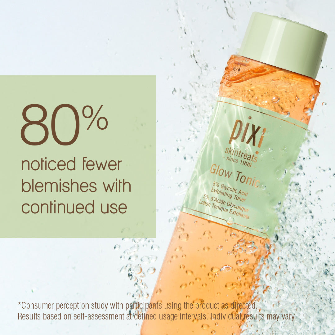 Glow Tonic Consumer Perception Study

80% noticed fewer blemishes with continued use.

Consumer perception study with participants using the product as directed. Results based on self-assessment at defined usage intervals. Individual Results may vary.