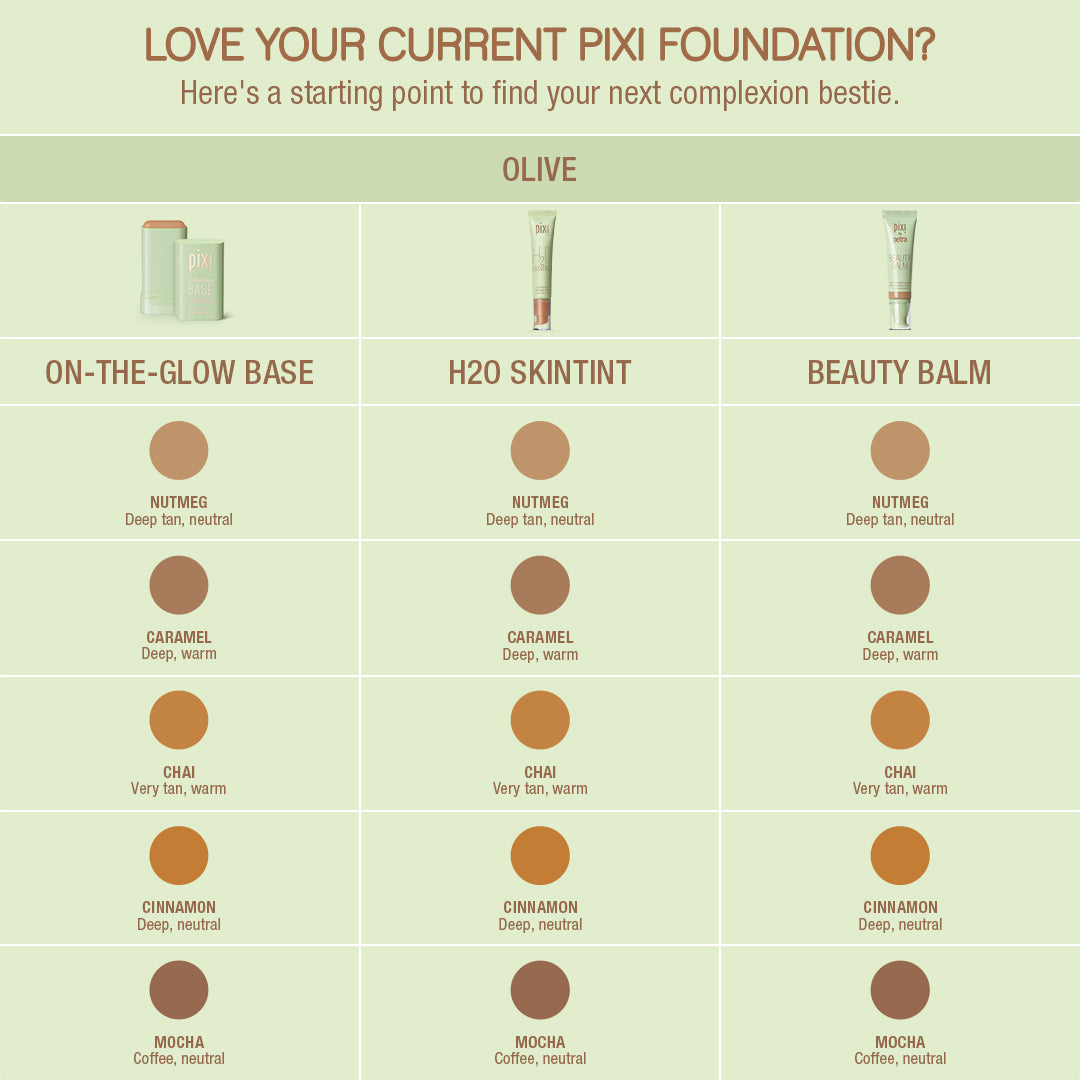 On-the-Glow base shades Olive range