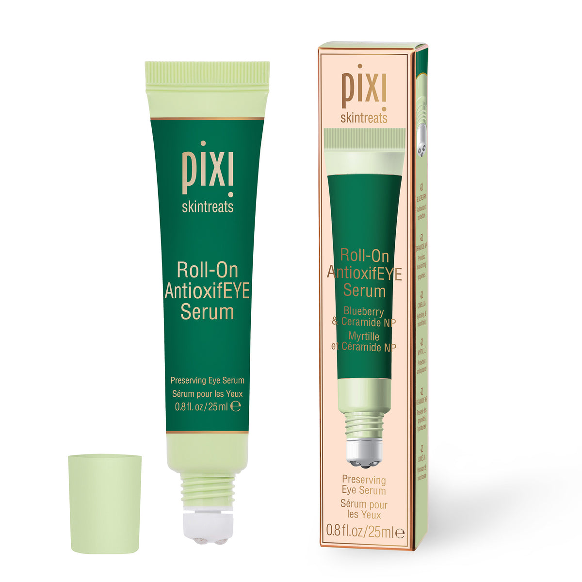  PIXI Roll-On Antioxidant Serum with packaging on a white background