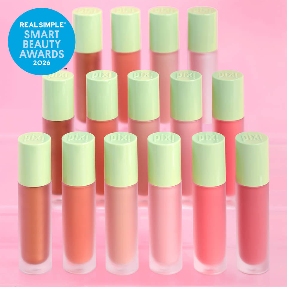All shades of LiquidGlow Blush shown on a pink background with RealSimple Smart Beauty Awards 2026 sticker - view 1 view 1