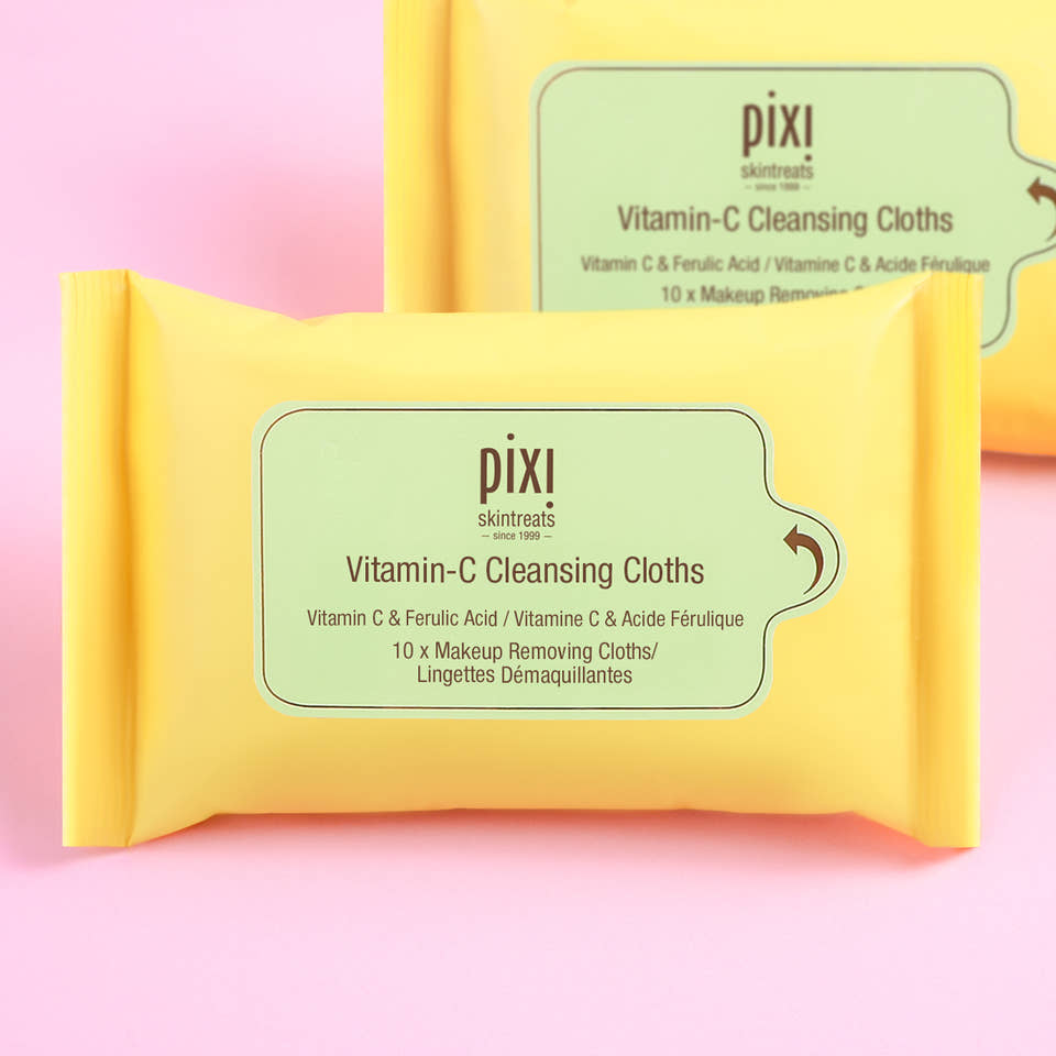 Pack of PIXI Vitamin-C Cleansing Cloths on a pink background view 1