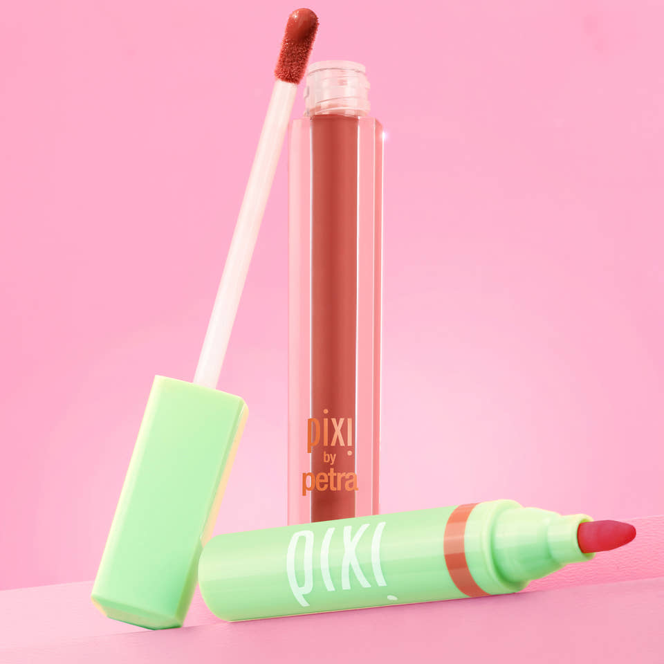 Pixi Signature Duo featuring LipBlush and LipLift Max on a pink background - View 2 view 1