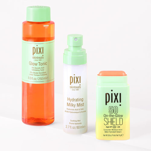 Bundle image shown on a white background featuring Glow Tonic, Hydrating Milky Mist and On-the-Glow SHIELD SPF 50 - View 2 view 2