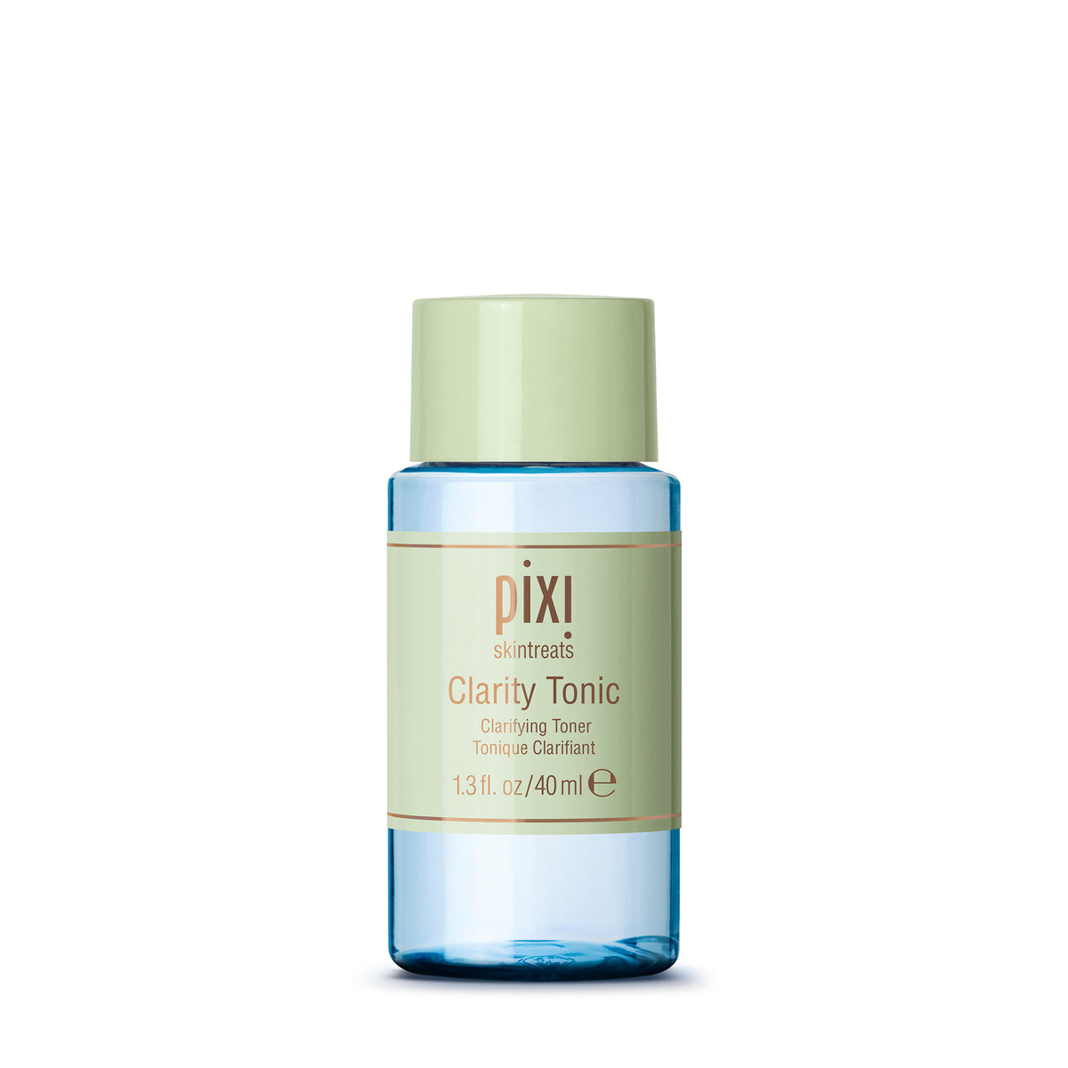 Pixi Skintreats Clarity Tonic in a 40 ml clear bottle with a light green cap and a light green label, shown on a white background.