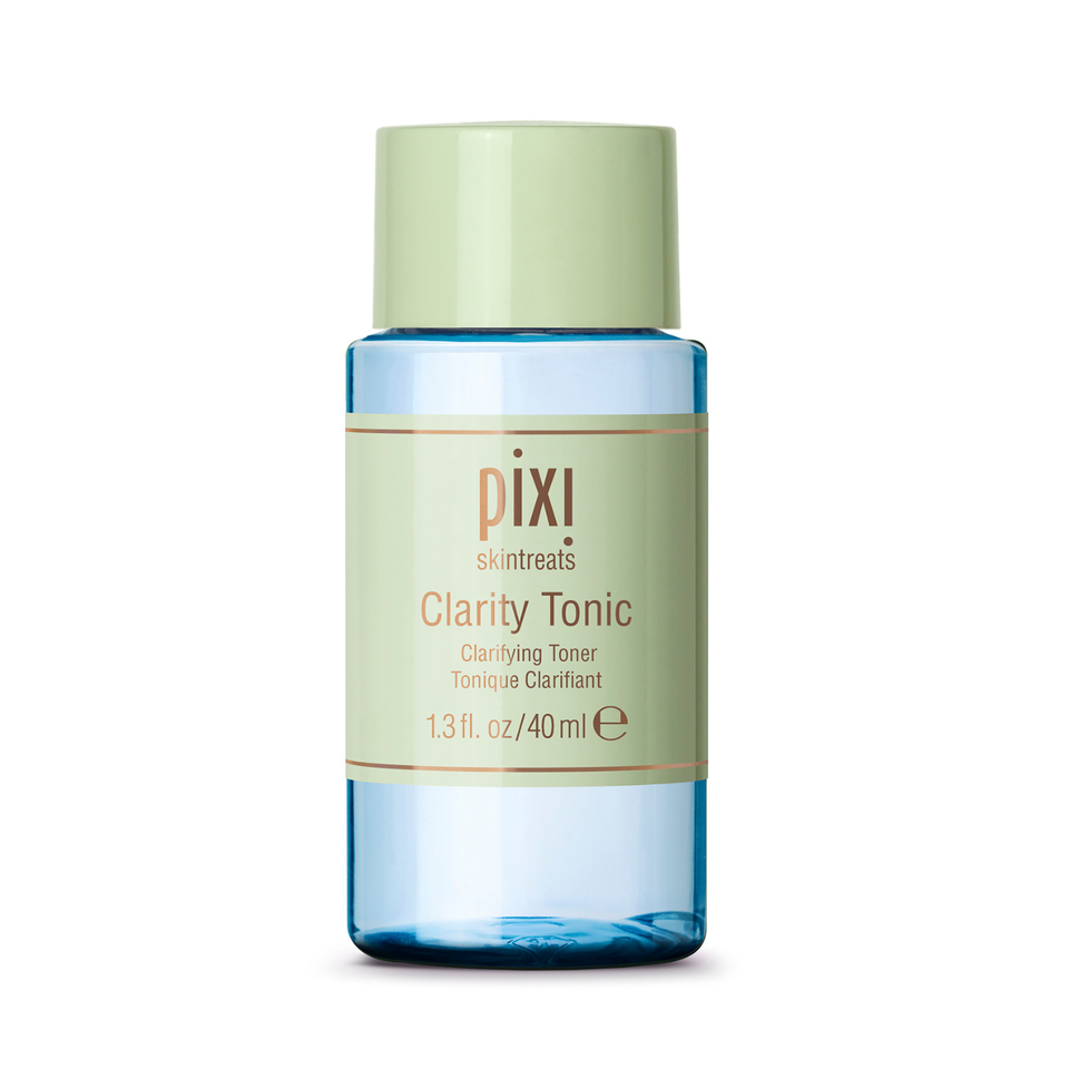 Pixi Skintreats Clarity Tonic in a 40 ml clear bottle with a light green cap and a light green label, shown on a white background. view 1