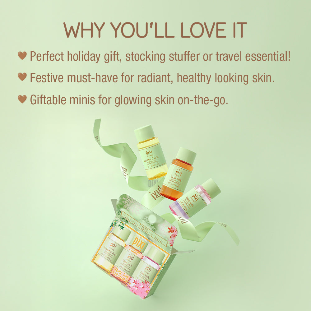 Why You'll Love it. Perfect Holiday Gift, stocking stuffer or travel essential! Festive must-have for radiant, healthy looking skin. Giftable minis for glowing skin on-the-go.